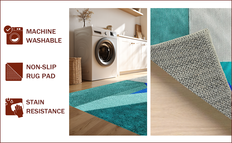 Ultra Soft Area Rug, Non Slip, Stain Resistant, Washable Area Rugs for Living Room, Bedroom, Modern Abstract Stain Resistant Living Room(Blue) - ODIKA