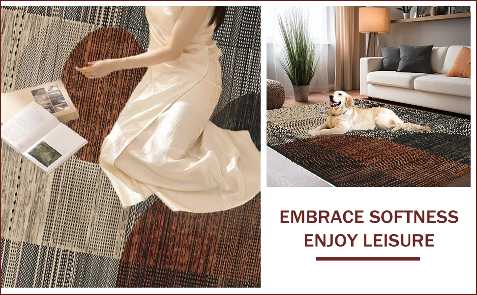 Ultra Soft Area Rug, Non Slip, Stain Resistant, Washable Area Rugs for Living Room, Bedroom, Rustic Cow Print Living Room Rug(Brown) - ODIKA