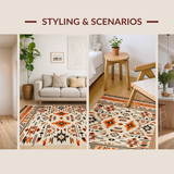 Artful Distressed Geometric Composition(Beige)