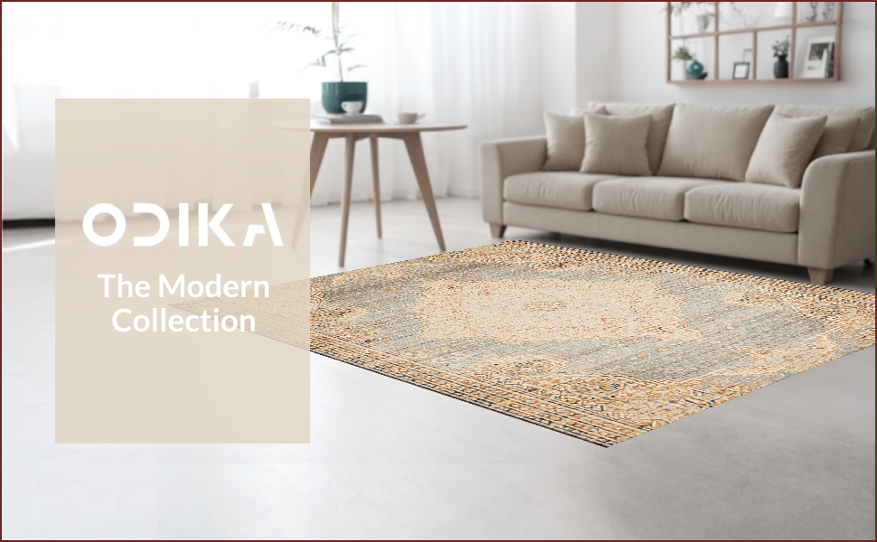 Ultra Soft Area Rug, Non Slip, Stain Resistant, Washable Area Rugs for Living Room, Bedroom, Handmade Distressed Wool Viscose(Beige) - ODIKA