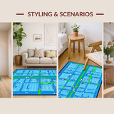 Playful Cartoonish City Scene(Blue)