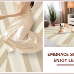 Ultra Soft Area Rug, Non Slip, Stain Resistant, Washable Area Rugs for Living Room, Bedroom, Handmade Chevron Wool(Beige) - ODIKA