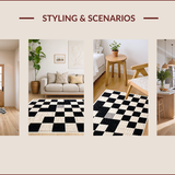 Distressed Checkerboard Black Farmhouse Dining Room(Black)
