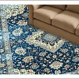 Retro Blue Floral Motif(Blue)