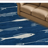 Charming Coastal Fishing Motif(Blue)
