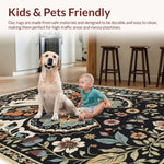 Ultra Soft Area Rug, Non Slip, Stain Resistant, Washable Area Rugs for Living Room, Bedroom, Boho Insect Print Non-Slip Playroom(Black) - ODIKA