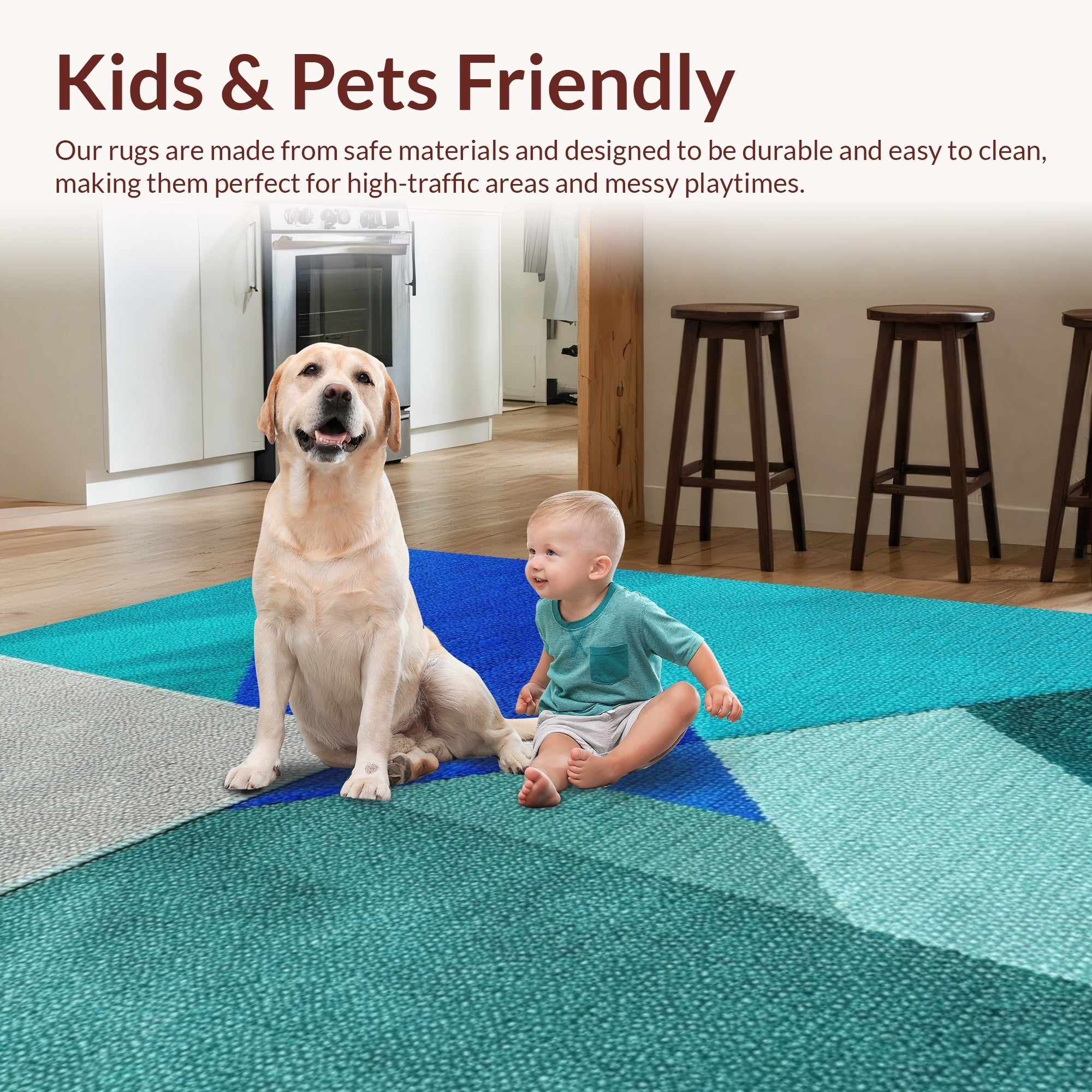 Ultra Soft Area Rug, Non Slip, Stain Resistant, Washable Area Rugs for Living Room, Bedroom, Modern Abstract Stain Resistant Living Room(Blue) - ODIKA