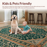 Ultra Soft Area Rug, Non Slip, Stain Resistant, Washable Area Rugs for Living Room, Bedroom, Boho Vintage Soft Non-Slip Living Room(Green) - ODIKA