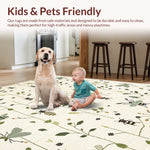Ultra Soft Area Rug, Non Slip, Stain Resistant, Washable Area Rugs for Living Room, Bedroom, Insect Print Low Pile(Ivory) - ODIKA