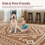 Ultra Soft Area Rug, Non Slip, Stain Resistant, Washable Area Rugs for Living Room, Bedroom, Western Aztec Non-Slip Living Room Rug(Brown) - ODIKA