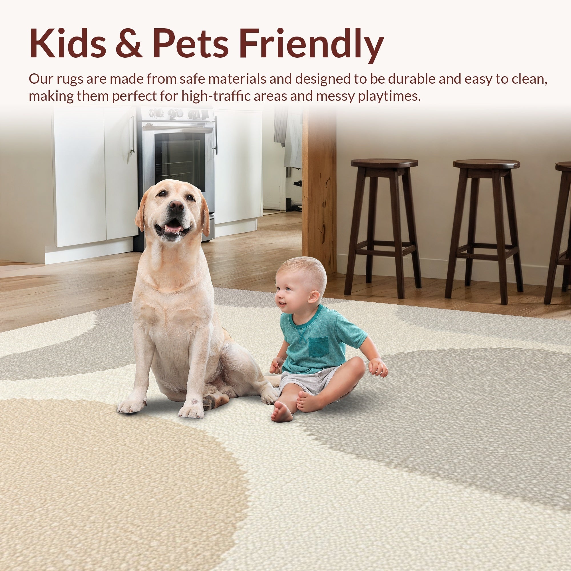 Ultra Soft Area Rug, Non Slip, Stain Resistant, Washable Area Rugs for Living Room, Bedroom, Modern Ivory Handmade Wool Living Room(Beige) - ODIKA