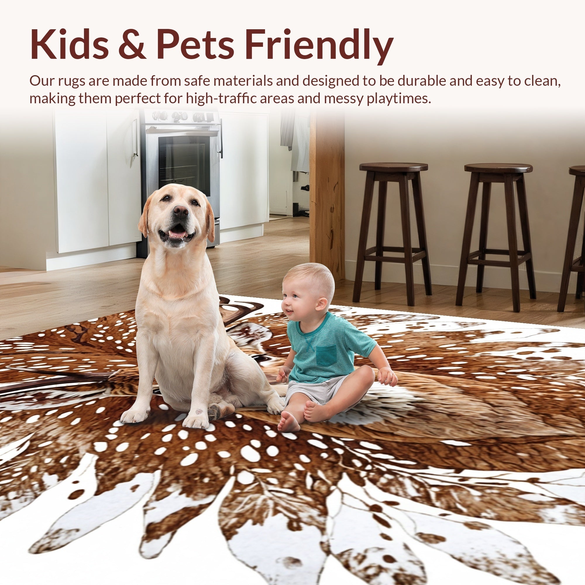 Ultra Soft Area Rug, Non Slip, Stain Resistant, Washable Area Rugs for Living Room, Bedroom, Multicolor Faux Fur Living Room Rug(Brown) - ODIKA