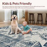 Ultra Soft Area Rug, Non Slip, Stain Resistant, Washable Area Rugs for Living Room, Bedroom, Distressed Vintage Non-Slip Living Room(Blue) - ODIKA