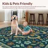 Ultra Soft Area Rug, Non Slip, Stain Resistant, Washable Area Rugs for Living Room, Bedroom, Butterfly Insect Print(Green) - ODIKA