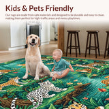 Neutral Jungle Animal Kids Room Non Slip(Green)