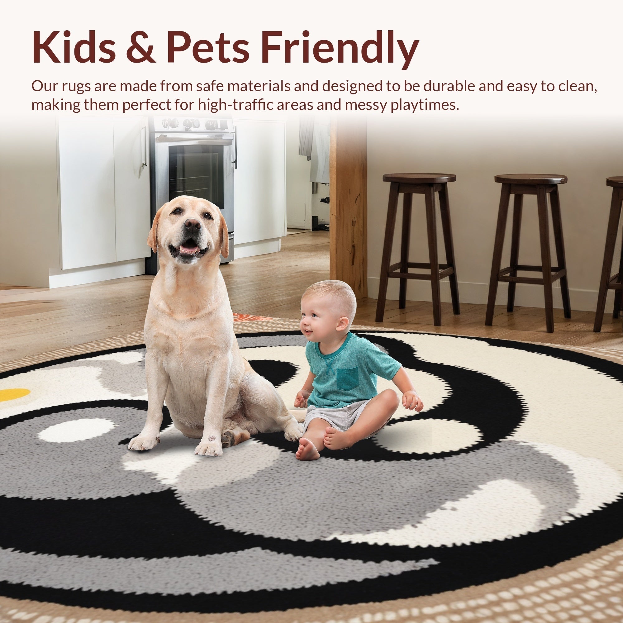 Ultra Soft Area Rug, Non Slip, Stain Resistant, Washable Area Rugs for Living Room, Bedroom, yin yang happy face(Gray) - ODIKA