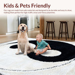 Ultra Soft Area Rug, Non Slip, Stain Resistant, Washable Area Rugs for Living Room, Bedroom, Modern Yin Yang Washable Living Room Rug(White) - ODIKA