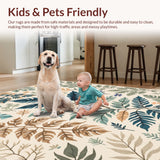 Ultra Soft Area Rug, Non Slip, Stain Resistant, Washable Area Rugs for Living Room, Bedroom, Beige Jungle Print Kids Playroom Rug(Ivory) - ODIKA