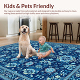 Transitional Dark Blue Playroom Non Shedding(Blue)