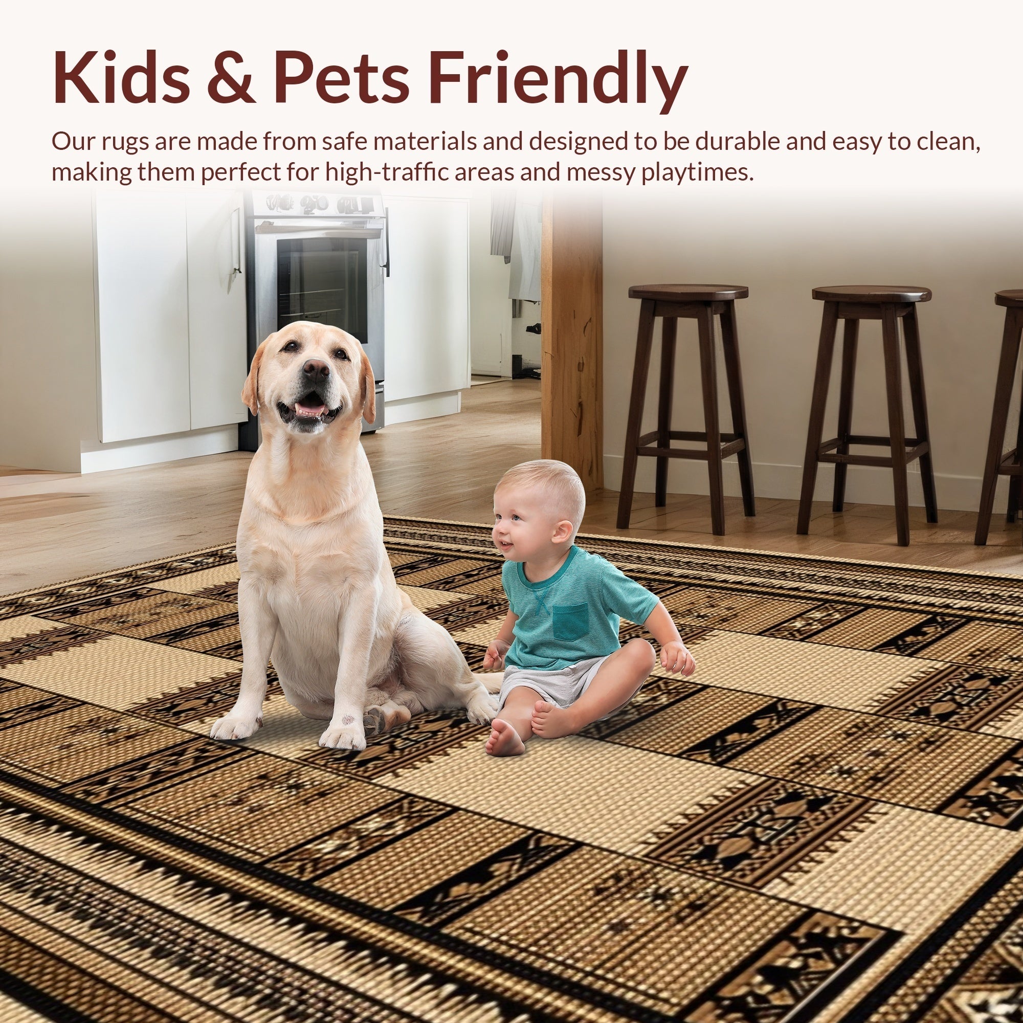 Ultra Soft Area Rug, Non Slip, Stain Resistant, Washable Area Rugs for Living Room, Bedroom, Rustic Cowhide Living Room Accent(Beige) - ODIKA