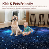 Ultra Soft Area Rug, Non Slip, Stain Resistant, Washable Area Rugs for Living Room, Bedroom, Galaxy Starry Sky Kids Playroom(Blue) - ODIKA