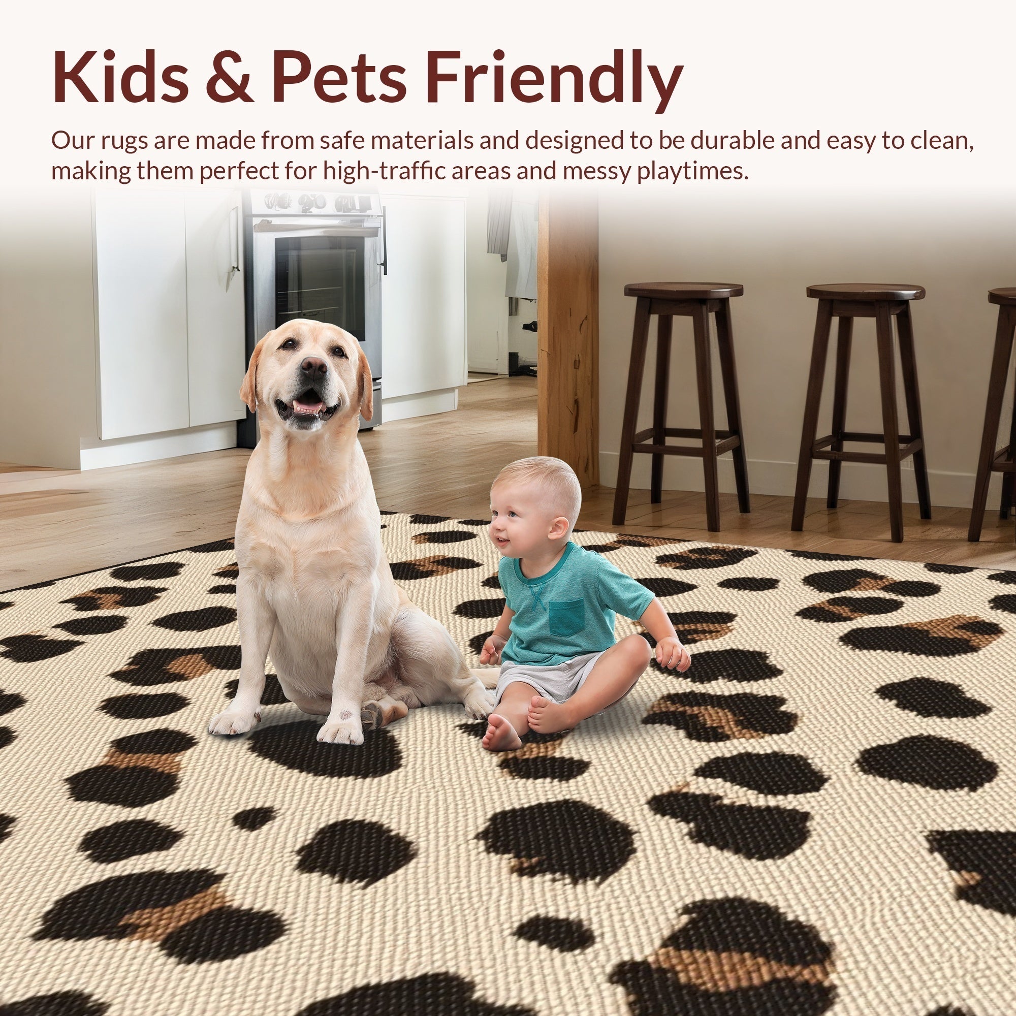 Ultra Soft Area Rug, Non Slip, Stain Resistant, Washable Area Rugs for Living Room, Bedroom, Modern Beige Leopard Print Plush Rug(Beige) - ODIKA