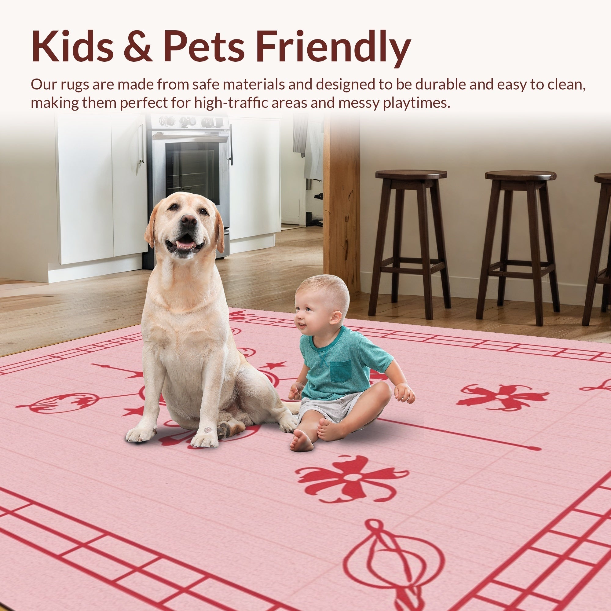 Ultra Soft Area Rug, Non Slip, Stain Resistant, Washable Area Rugs for Living Room, Bedroom, Cowgirl Boots Disco(Pink) - ODIKA
