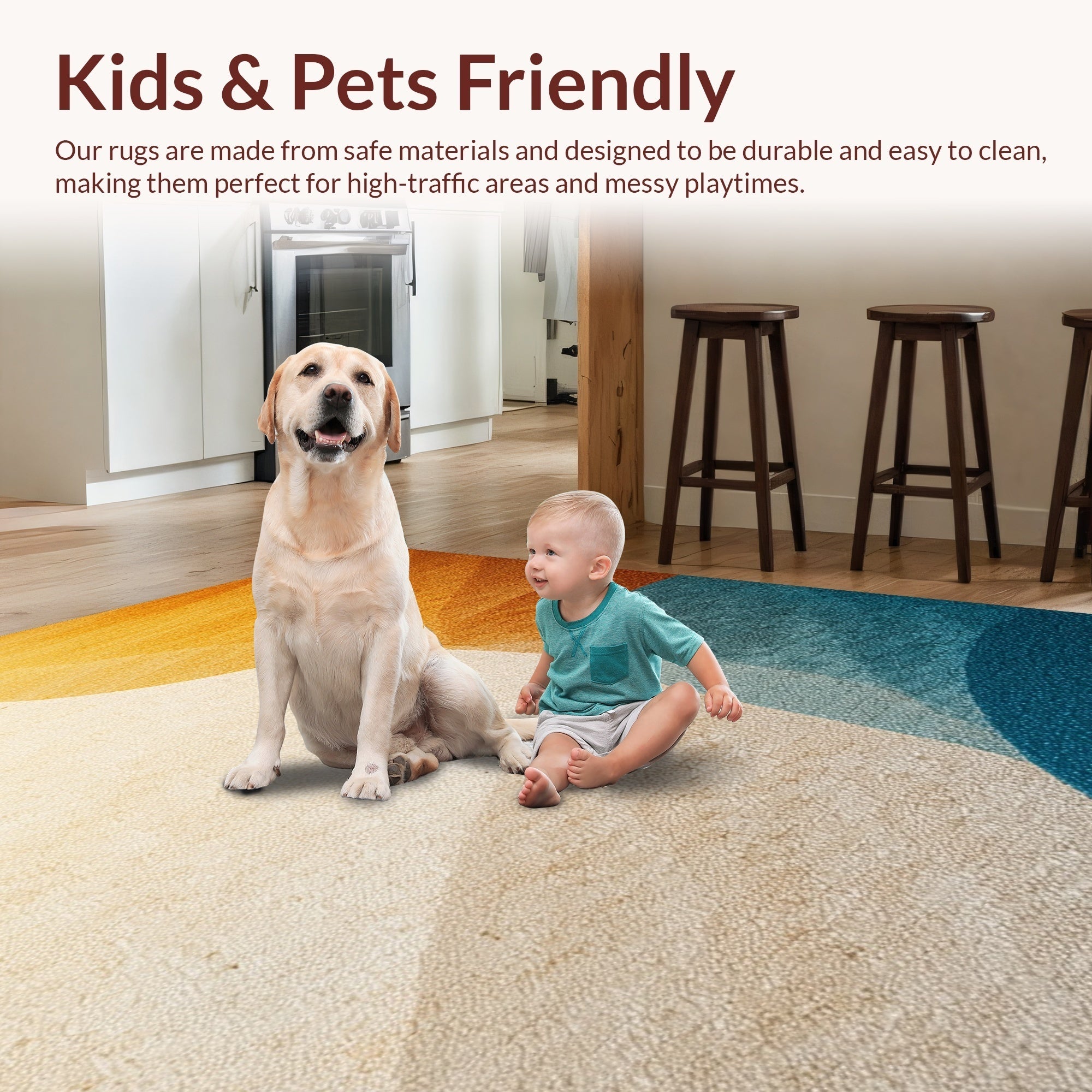 Ultra Soft Area Rug, Non Slip, Stain Resistant, Washable Area Rugs for Living Room, Bedroom, Viscose Fabric Plush(Beige) - ODIKA