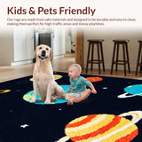 Ultra Soft Area Rug, Non Slip, Stain Resistant, Washable Area Rugs for Living Room, Bedroom, Outer Space Kids Rug(Black) - ODIKA