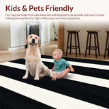 Ultra Soft Area Rug, Non Slip, Stain Resistant, Washable Area Rugs for Living Room, Bedroom, Contemporary Black Handmade Wool Living Room(Black) - ODIKA
