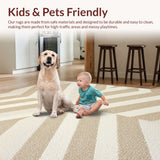 Ultra Soft Area Rug, Non Slip, Stain Resistant, Washable Area Rugs for Living Room, Bedroom, Handmade Chevron Wool(Beige) - ODIKA