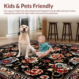 Ultra Soft Area Rug, Non Slip, Stain Resistant, Washable Area Rugs for Living Room, Bedroom, Paisley Floral Thin(Black)