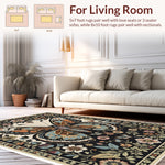 Ultra Soft Area Rug, Non Slip, Stain Resistant, Washable Area Rugs for Living Room, Bedroom, Boho Insect Print Non-Slip Playroom(Black) - ODIKA