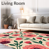 Dreamy Wildflower Meadow Anti Slip Surface with Contemporary Styling(Beige)