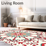 Boho Sunburst Design with Twisting Leaf Motifs(Red)