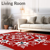 Boho Winter Snowflake Anti Slip Floor Covering(Red)