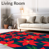 Poinsettia Bloom Botanical Print with Seasonal Flower Arrangements(Red)