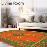 Arabesque Medallion Design Colorful Anti Slip(Orange)