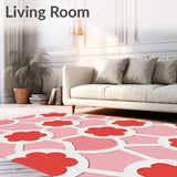 Modern Petaled Mosaic with Abstract Rosette Silhouettes(Red)