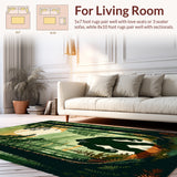 Forest Fantasy Sasquatch Adventure Area Rug(Green)