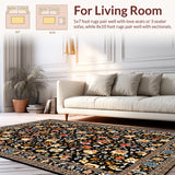 Traditional Floral Entryway Non Shedding(Black)