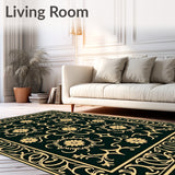 Art Nouveau Inspired Floral Damask with Swirling Vine Motifs(Black)