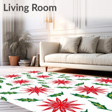Festive Interlocking Starburst and Holly Leaf Patterned Art(Red)