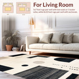 Contemporary Deck Abstract Block Print Beige & Black(Beige)