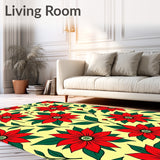 Poinsettia Floral Christmas Entrance Botanical Holiday Design(Yellow)