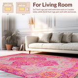 Abstract Boho Swirls and Geometric Shapes with Layered Floral Accents(Magenta)