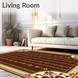 Vintage Hide Effect Featuring Spotted and Curved Baroque Details(Brown)