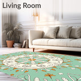 Festive Leaf Medallion with Interlocking Boho Motifs and Vintage Flourishes(Teal)