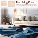 Ocean Current Abstract Rug Charcoal Navy Blue(Blue)