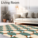 Mid Modern Interlocking Motif with Retro Flair(Beige)